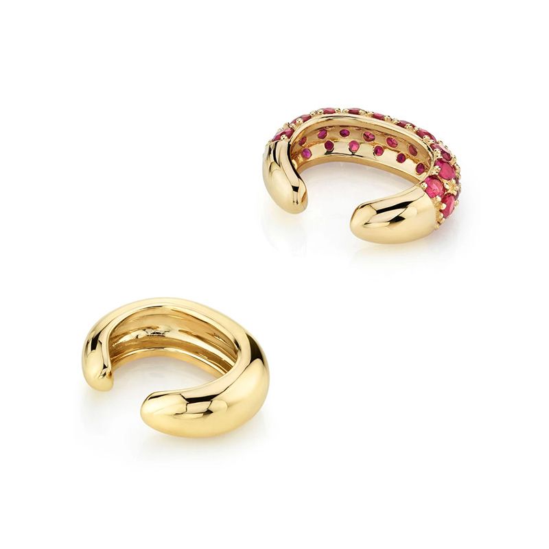 Orecchini a forma di C con polsino a punta in zirconi colorati, coppia asimmetrica, clip per orecchini non forati_voghion.com