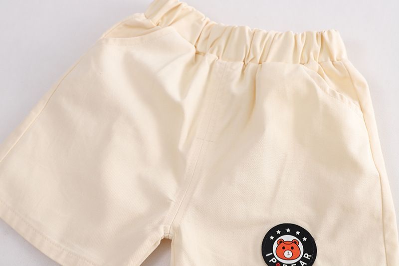 Pull à col rond en coton à manches courtes pour garçons et enfants, ensemble deux pièces décontracté pour l'été 2024_voghion.com