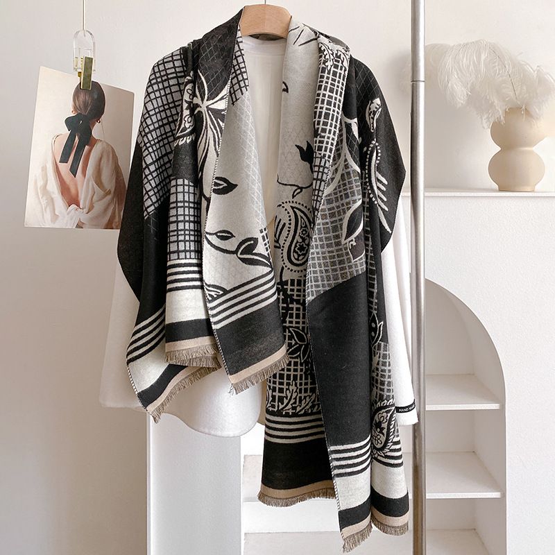2024 new plaid contrasting color autumn and double-sided cashmere scarf, winter high-end warm shawl for women_voghion.com