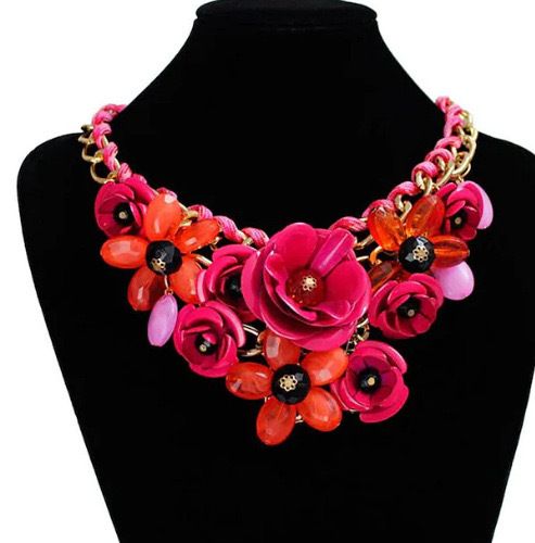 Collana in ferro con fiore, corda di cotone intrecciata, esagerata, elegante, catena per clavicola_voghion.com