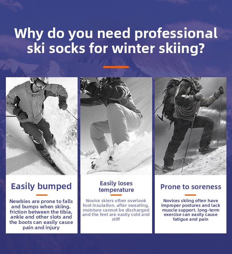Autumn Winter Thickened Thermal Quick-Dry Merino Wool Long Tube Snow Non-Slip Wear-Resistant Ski Socks_voghion.com