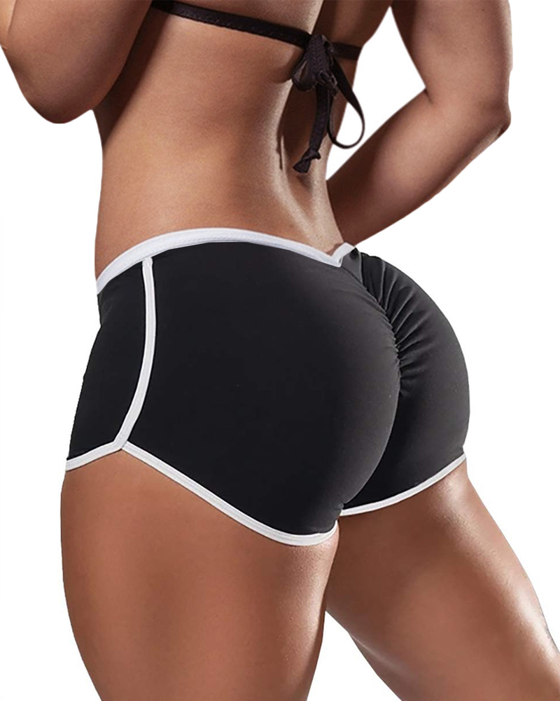 Women's Intimates Women's Large Size Sexy Solid Color Low Waist Sports Running Tight Hip Lifting Shorts_voghion.com