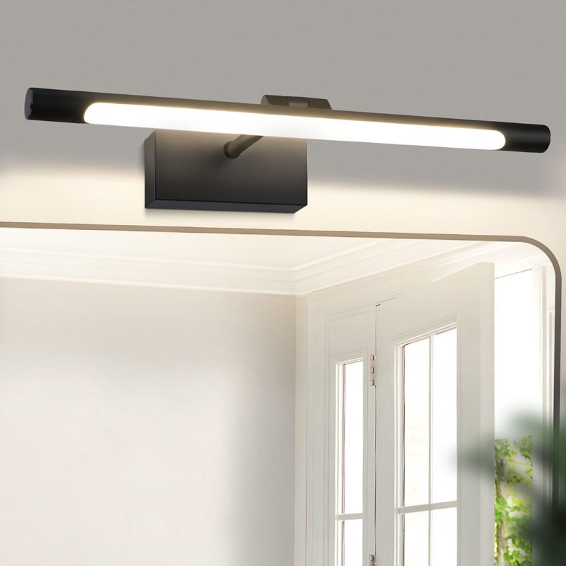 Glitzerlife LED Spiegelleuchte Schwarz Bad Spiegellampe - 40CM Badlampe Wand 6W Wandleuchte IP44 Wasserdicht 4000K Neutralweiß Moderne Badlampe Für Keller Küche_voghion.com