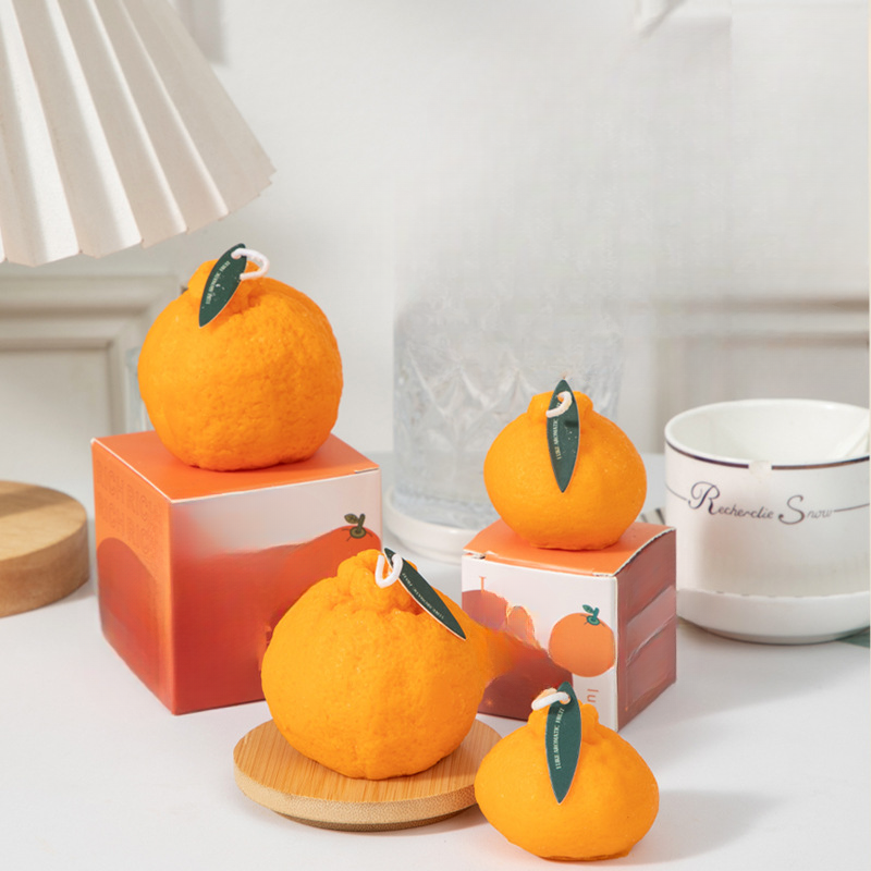 Vela de laranja artificial em formato de fruta, presente com fragrância feia e perfumada_voghion.com