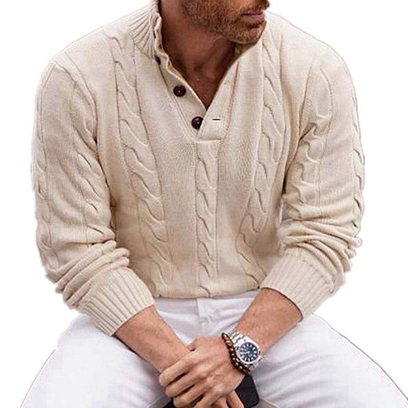 Pull à col montant tricoté à la mode pour hommes automne et hiver, pull à manches longues pour hommes_voghion.com