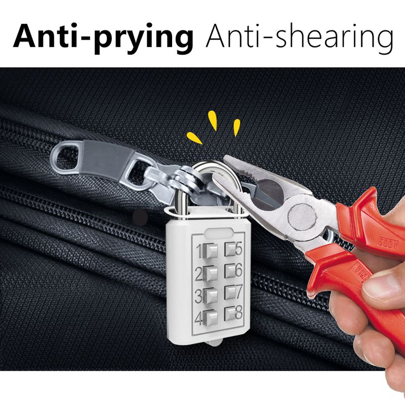 8-digit Combination Outdoor Button Waterproof Fixed Random Code Padlock Zinc Alloy Luggage Travel Smart Lock With No-Key Anti-theft_voghion.com
