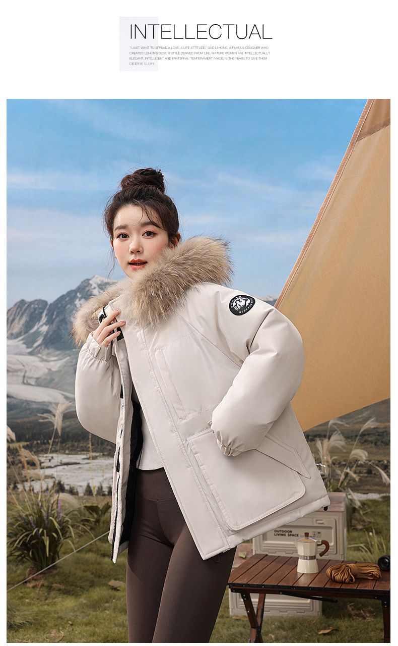 Kurze Pufferjacke für Damen im Winter mit Kunstpelzkapuze – kuschelig warme Oberbekleidung mit Fleecefutter für lässige Streetwear_voghion.com