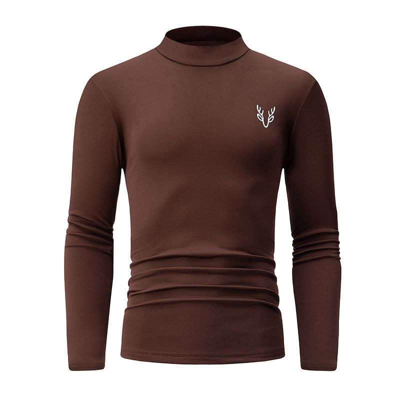 Overseas Platform Special Code Men's Autumn Winter Fashion Half Turtleneck Solid Color Base Shirt Casual Underwear_voghion.com