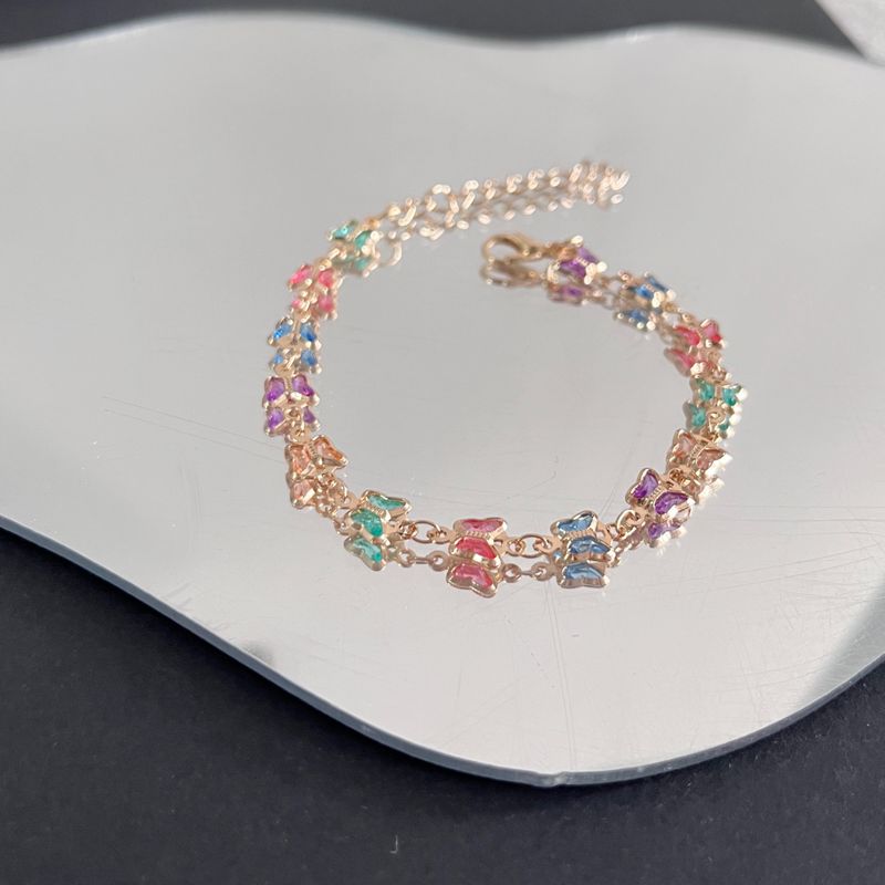 Modeschmuck Buntes einlagiges Schmetterlingsarmband in Bonbonfarbe_voghion.com