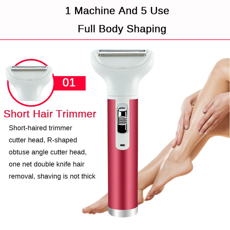 Multifunctionele 5-in-1 professionele gezichtsverwijderaar Dames draagbare draadloze mini-haarepilator_voghion.com