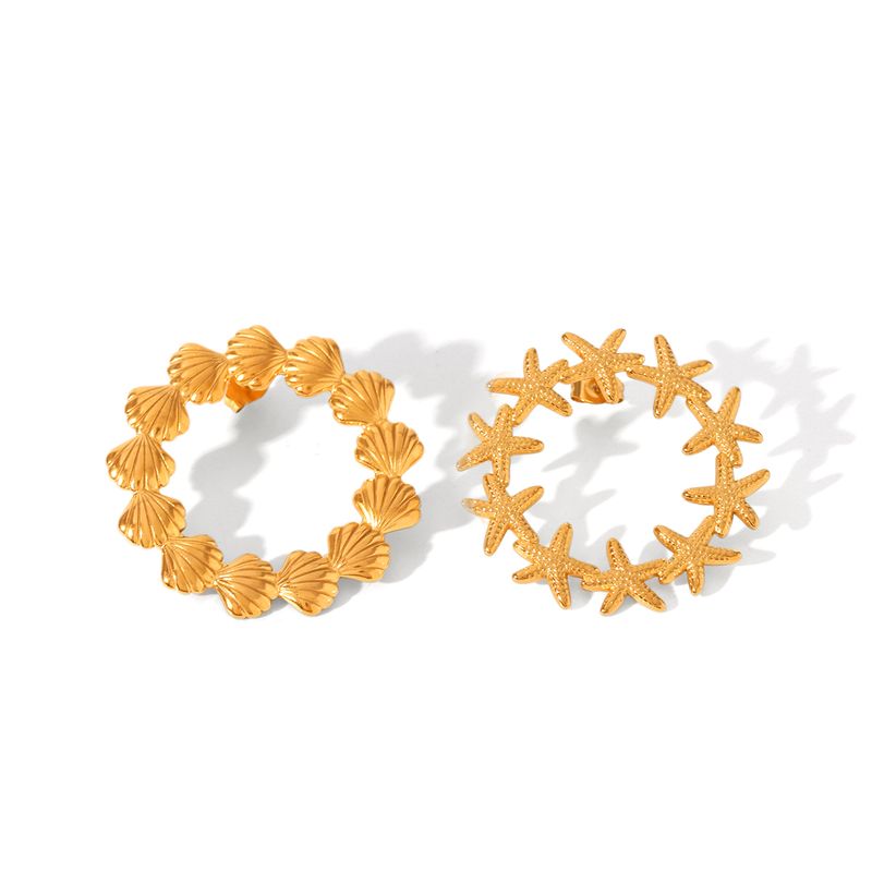Runde Starfish Shell Stud Ohrringe Für Frauen Edelstahl Geometrische Earing Sommer Mode Schmuck Party Zubehör Geschenk_voghion.com