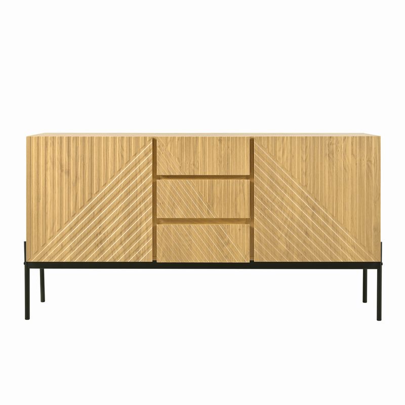 Credenza 140x75cm Mit 2 Türen, 3 Schubladen, Metallbeinen, TV-Schrank_voghion.com