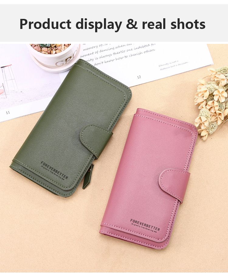New Long Women's Wallet Buckle Change Bag Soft Card Position Mobile Phone Bag Hand Holding Cross-border Hot ** Hair_voghion.com