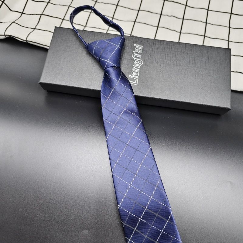 Cravatta da lavoro blu navy senza nodo con cerniera per uomo, 8 cm, da donna, per matrimoni formali, esibizioni corali_voghion.com