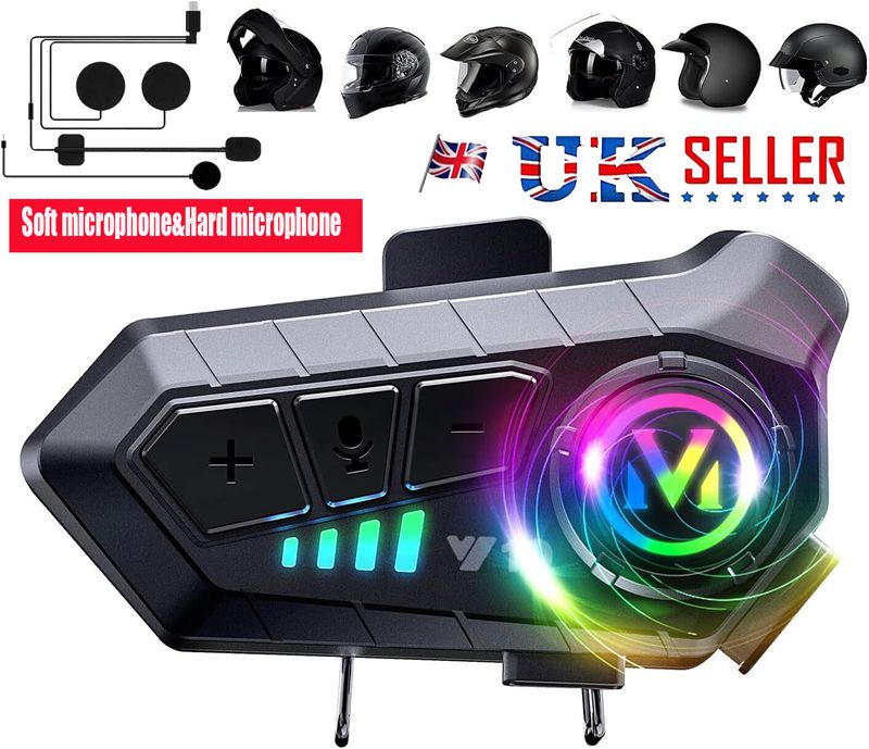 Bluetooth Motorrad Helm Intercom Headset Drahtlose Motorrad Kopfhörer + 2 Mic_voghion.com