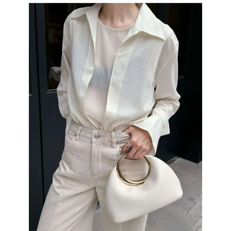 Borsa a mano francese elegante con anello in metallo, modello nuvola, da sera, per inizio primavera, di alta qualità, piccola_voghion.com