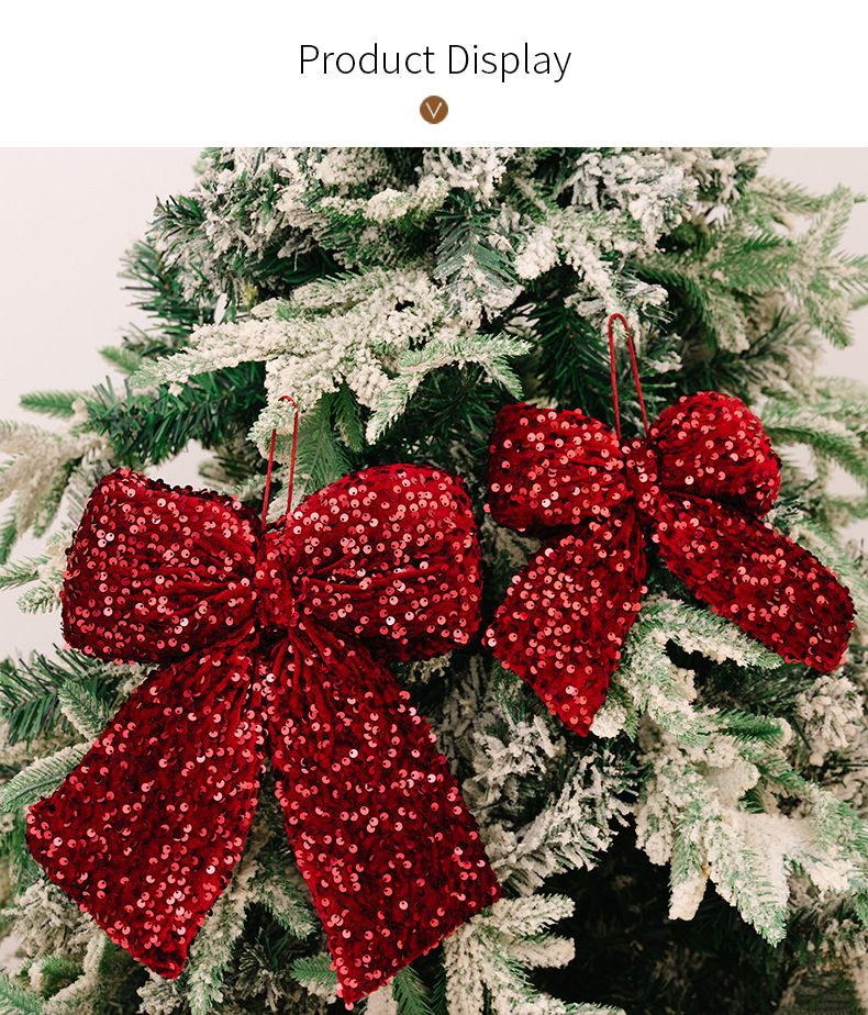 Glitter Bow Christmas Tree Ornaments – Elegant Holiday Decor For Xmas, Weddings & Parties (Large/Small, 6 Colors)_voghion.com