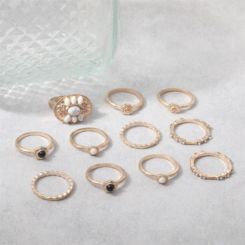 Heißer Verkauf Legierung Persönlichkeit Gold Farbe 11 Stück Set Ring Hand Schmuck_voghion.com