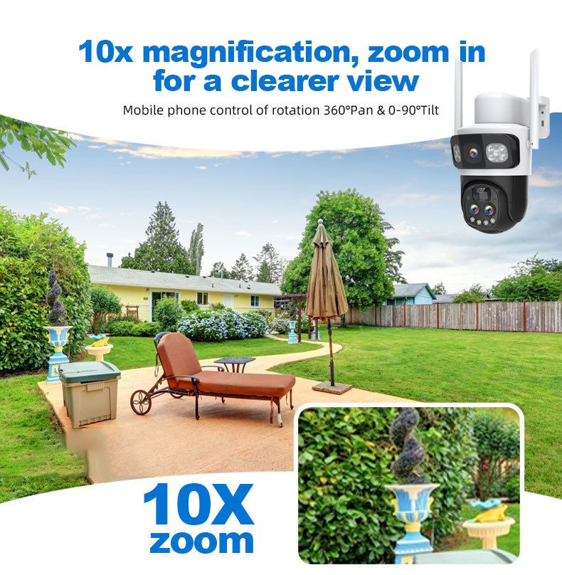 Telecamera di sicurezza PTZ solare 4G – Zoom 10X, HD 3MP, visione notturna 50m, monitoraggio remoto IP66_voghion.com
