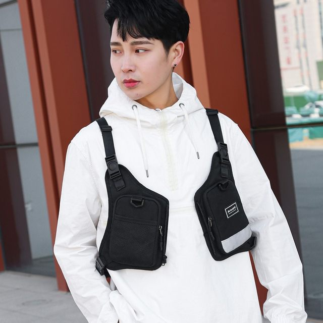 Moška taktična naprsna torba Modna ulična hip hop torba brez rokavov Torba za pas Rig Bag_voghion.com