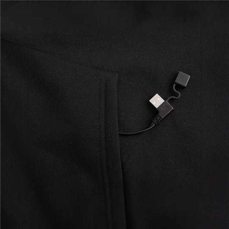 Men's Usb Heated Fleece Hoodie, Thickened Warm Outdoor Casual Wear, Hooded Electric Heating Hoodie_voghion.com