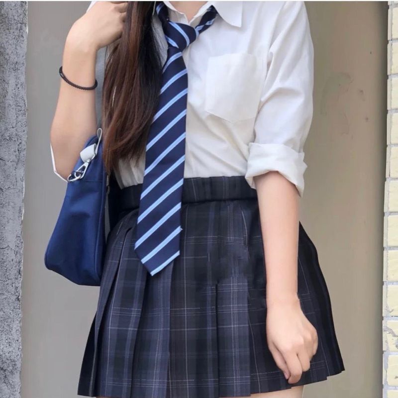 Uniforme unisex Xichen con papillon blu stile college JK/DK senza cravatta_voghion.com