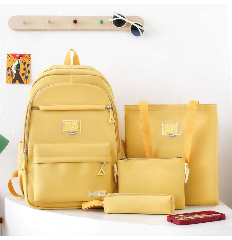 Zaini per bambini, nuovi zaini scolastici, semplici zaini in tinta unita, per studenti universitari, quattro pezzi, zaino da viaggio alla moda_voghion.com