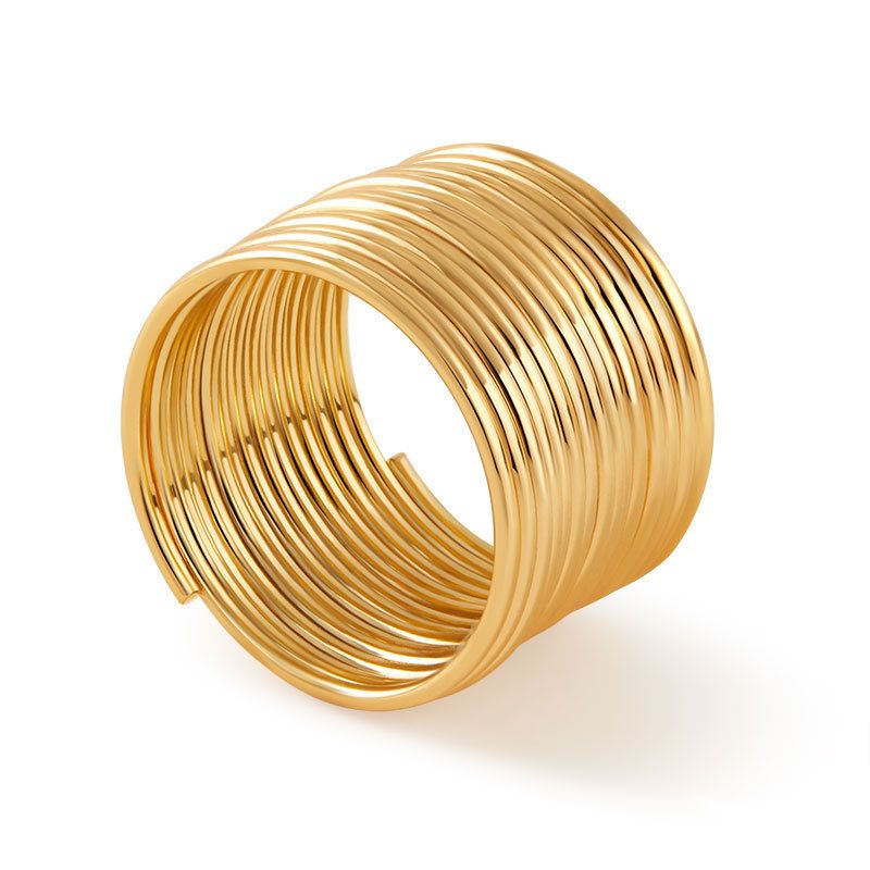 Heavy metal color preserving love ring copper plated with K real gold stacking fashion irregular texture retro ring_voghion.com