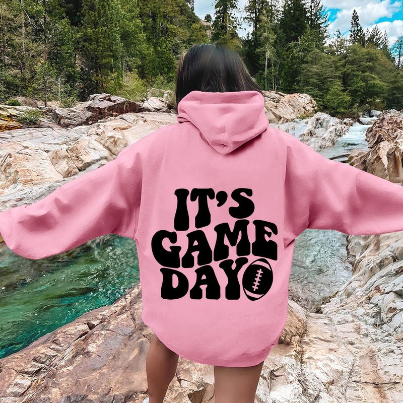 Felpa con cappuccio da donna in stile americano, taglie forti, con stampa di lettere, ampia, casual, alla moda, all'ingrosso_voghion.com