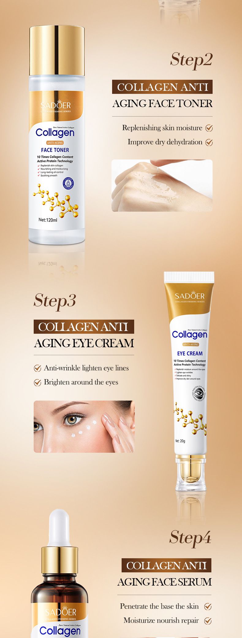 Full English Collagen Firming Skincare 6-Piece Set SADOER Moisturizing Hydration Kit_voghion.com