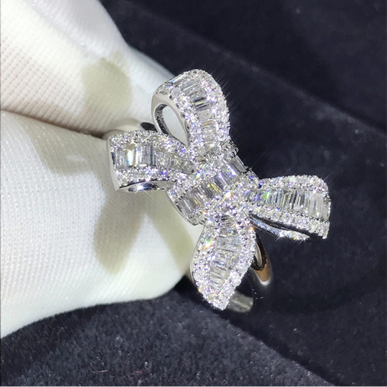 Cao Shihua Fairy Series New Bow Tie Ladder Square Beautiful Luxury Simulation Diamond Ring Temperament Female_voghion.com