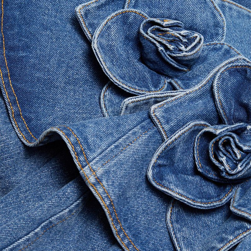 Abbigliamento da donna, nuova estate, minigonna in denim con stampa floreale 3D, stile retrò, con bretelle, abito da strada_voghion.com