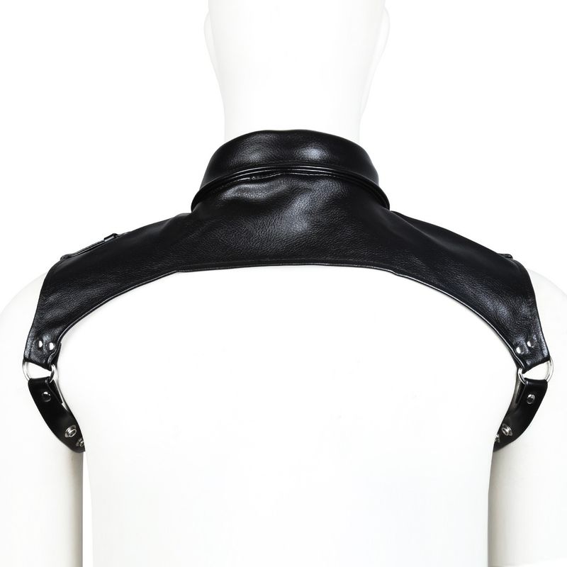 Men Black Leather Shoulder Binding Strap Nightclub Bar Performing Costumes SM Adult Sexy Shapewear_voghion.com