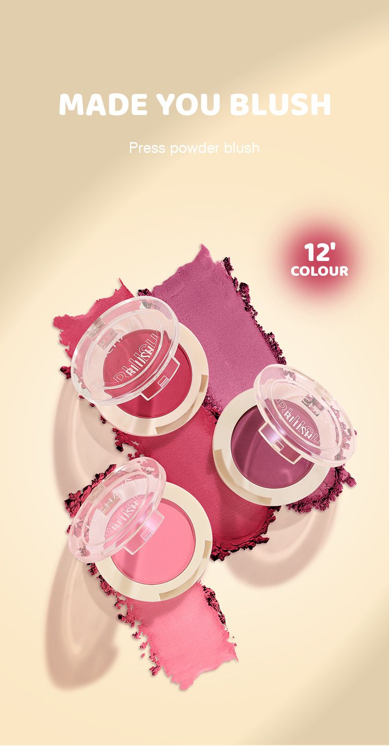 Monochrome Powder Blusher Cream Matte Nude Makeup High Gloss Rouge 12 Color Pearl Light Fine Shiny Powder Blusher_voghion.com