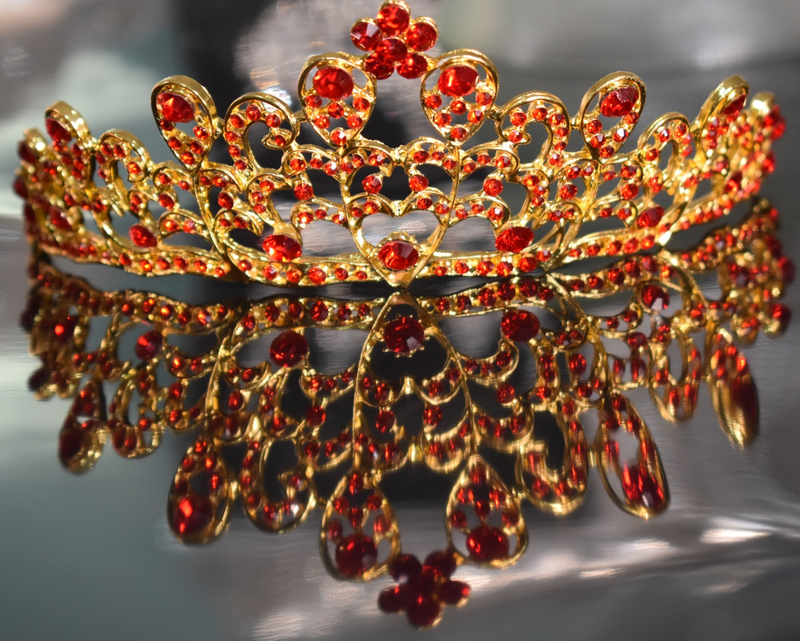 Accessori per capelli da sposa in lega coreana di alta qualità, in cristallo rosso, di lusso, con corona nuziale, accessori per matrimoni, produttore all'ingrosso_voghion.com