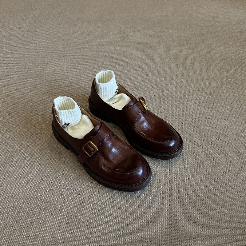 Cowhide 2025 Genuine Thick-Soled Loafers Spring And Autumn Single Black Versatile British College Style Women's Leather_voghion.com