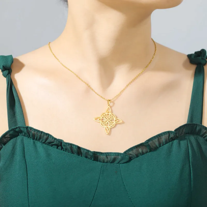 Ready Stock Skyrim Hexerei Hexen Halskette Edelstahl Triquetra Celtics Magischer Knoten Wicca Halsketten Amulett Schmuck für_voghion.com
