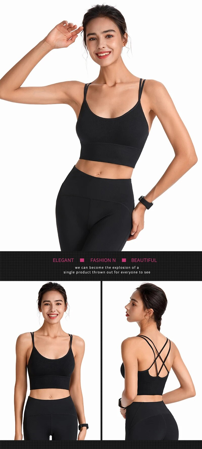 Soutien-gorge de Sport pour femmes, dos rembourré, bretelles croisées, haut court de Yoga, d'entraînement, Bralette_voghion.com