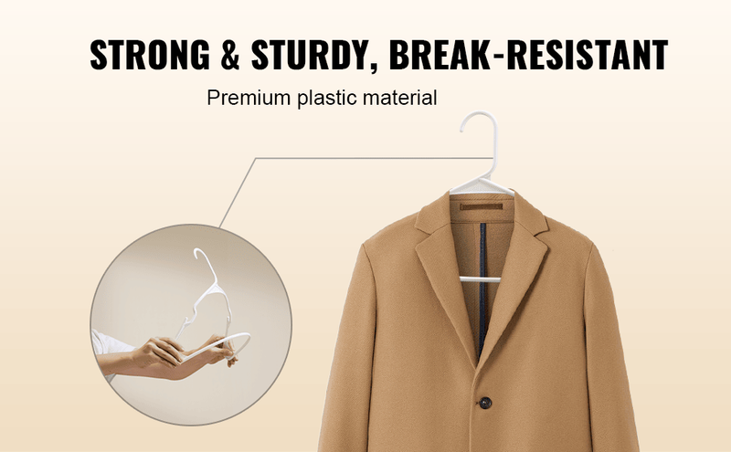VEVOR Hangers, 0.2 In Ultra-Thin, 50 Pack White Plastic Hangers With Stable Triangular Top Structure & Wider Notch Design, Non-Slip Space Saving Hangers, Fit For T-Shirt, Shirt, Sling & Pant_voghion.com