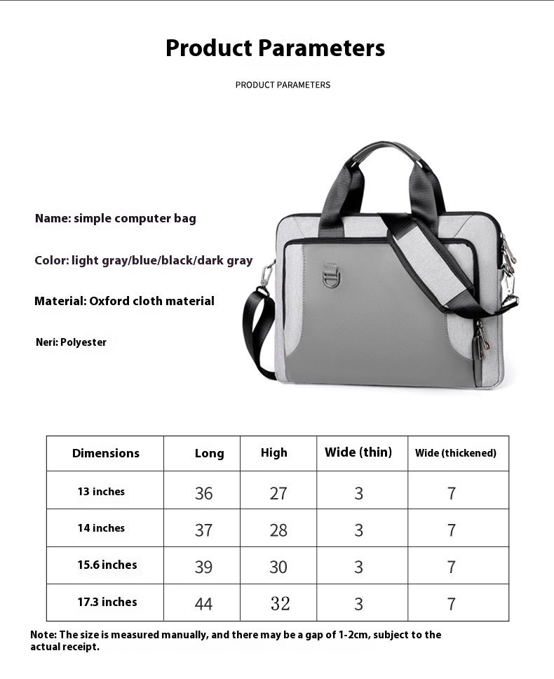 Bolsa para laptop empresarial simples e de grande capacidade, pasta portátil masculina e feminina de 13,3/14/15,6 polegadas, à prova d'água e resistente a terremotos_voghion.com