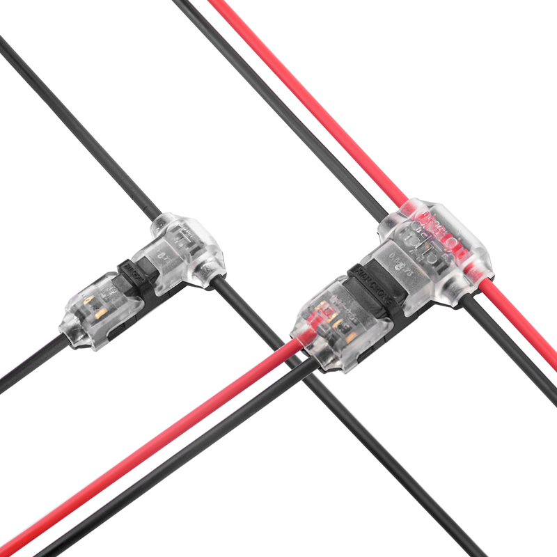 20Pcs I/T Shape 1/2 Pin Wire Connector Red Clear Quick Splice Electrical Cable Crimp Terminals For Wires Wiring 18-22AWG_voghion.com