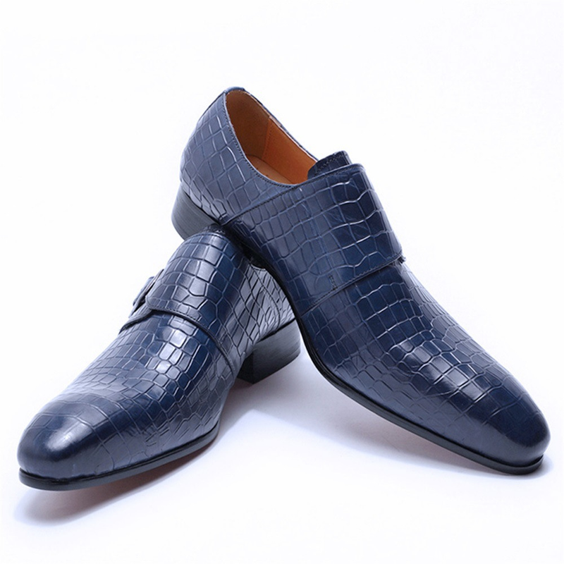 social Presentation Buckle Le Fu Shoe Toe Layer Cowhide Low Heel Formal Business Men's Leather Shoes_voghion.com