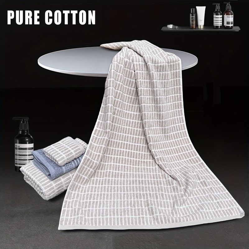 Premium Cotton Bath Towels Set - Extra Thick & Super Absorbent (Jacquard Woven Quick Dry Soft & Fluffy 600GSM Multi-Color Options)_voghion.com