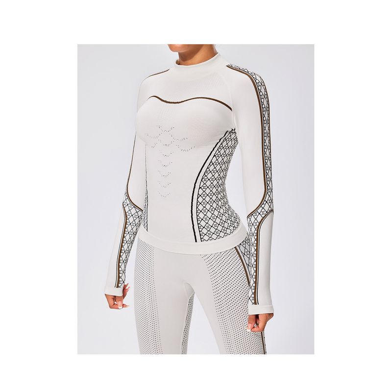 Camisa de esqui de secagem rápida para caminhadas ao ar livre, compressão, roupa íntima funcional, camada de base térmica respirável e que absorve o suor para mulheres_voghion.com