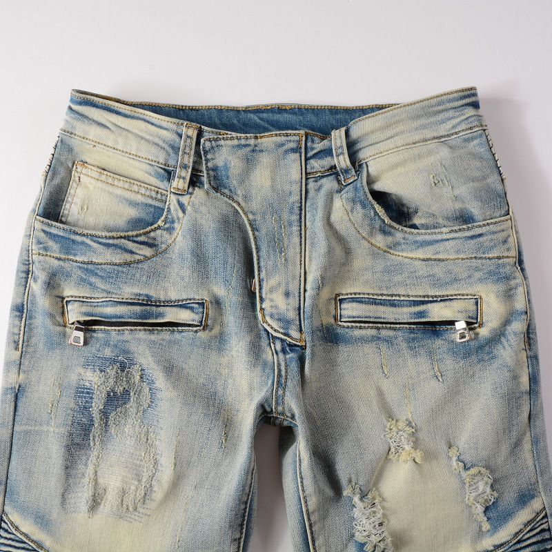Pantaloni da uomo aderenti, strappati e aderenti, stile motociclista, elasticizzati, 979_voghion.com