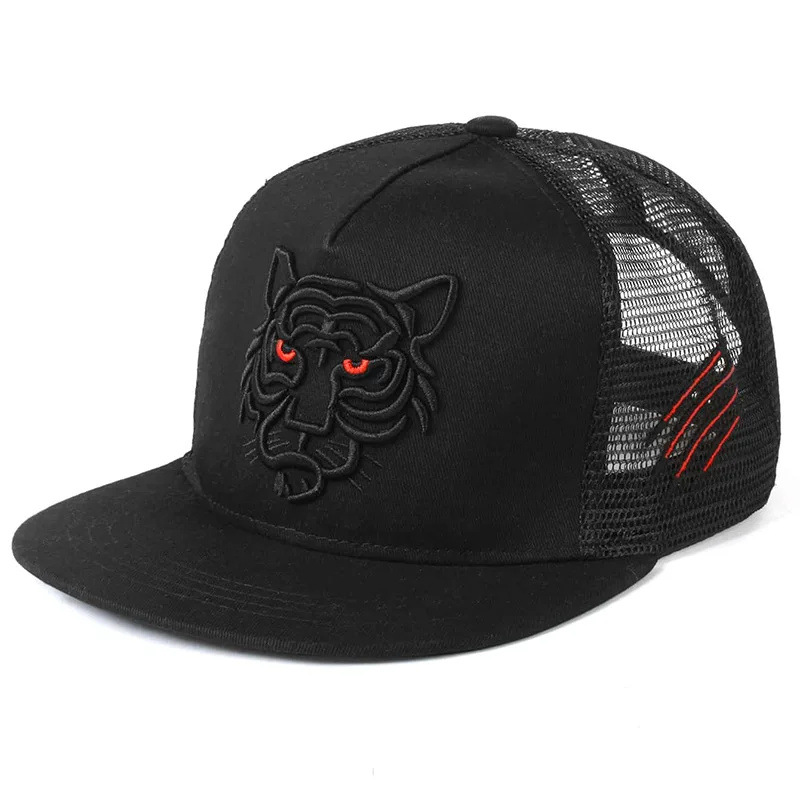 New Tiger Head Hip Hop Breathable Mesh Men's and Women's Personalized Trendy Baseball Hat_voghion.com