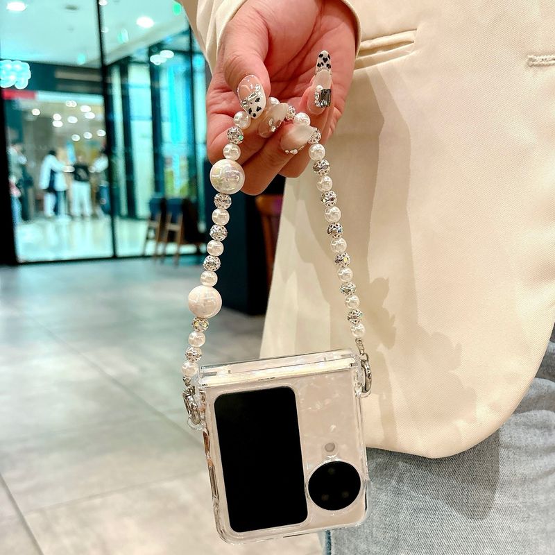 For Oppo Find N2 N3 Flip Luxury Shell Pattern Side Buckle Three in one Chain Strap Phone Case Cover_voghion.com