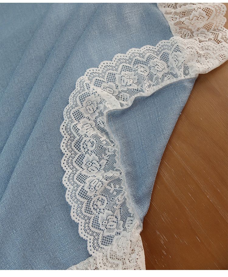 Nappe en organza froissé d'inspiration bohème avec bordure en dentelle - Housse de table rectangulaire et écharpe de table basse, infroissable_voghion.com