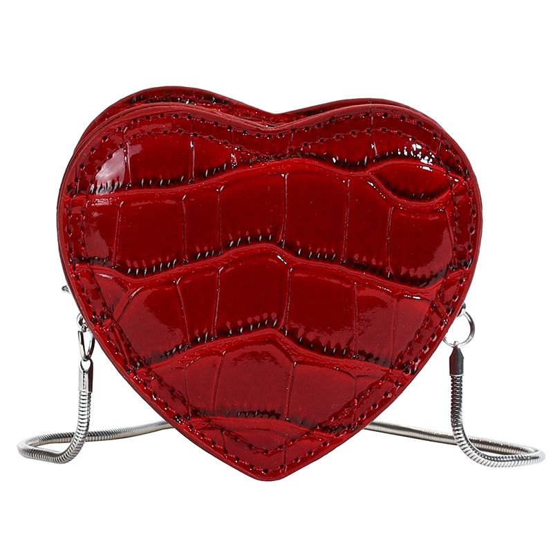 Mini für Frauen 2025 Neue trendige weinrote Kette Einzelschulter-Crossbody-Tasche in Herzform mit Pfirsichherz_voghion.com