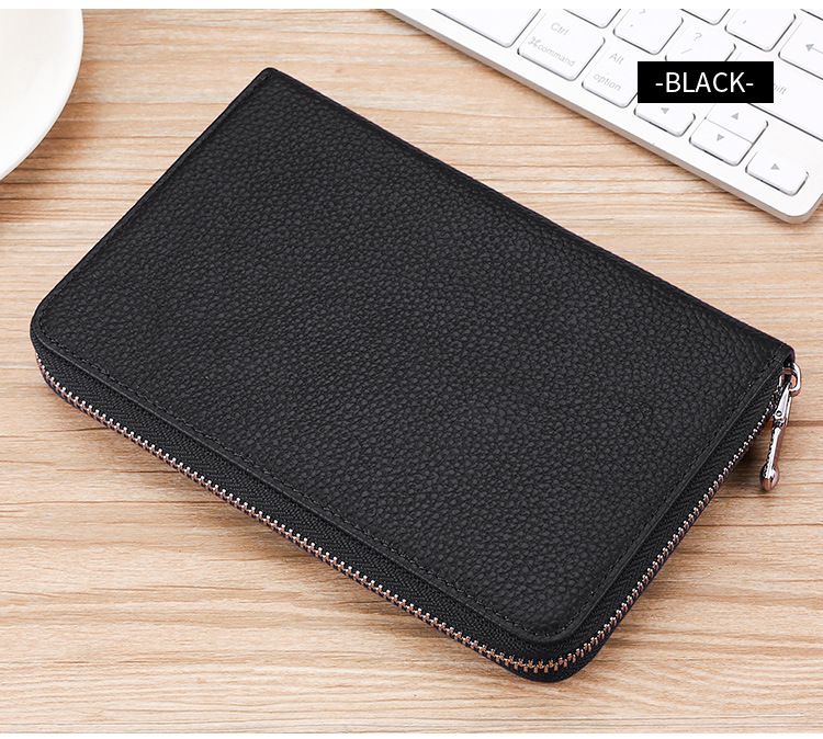 Leather Wallet Rfid Anti-magnetic Card Bag Leather Book Bag Multi-functional Wallet Long Wallet Certificate Cover_voghion.com